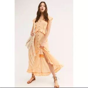 Free People Ruffle Button-Down Maxi Dress